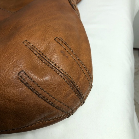 Gianni Bini Brown Leather Vintage Studded Hobo Magnetic Closure Fringe Bag Purse - Picture 15 of 16